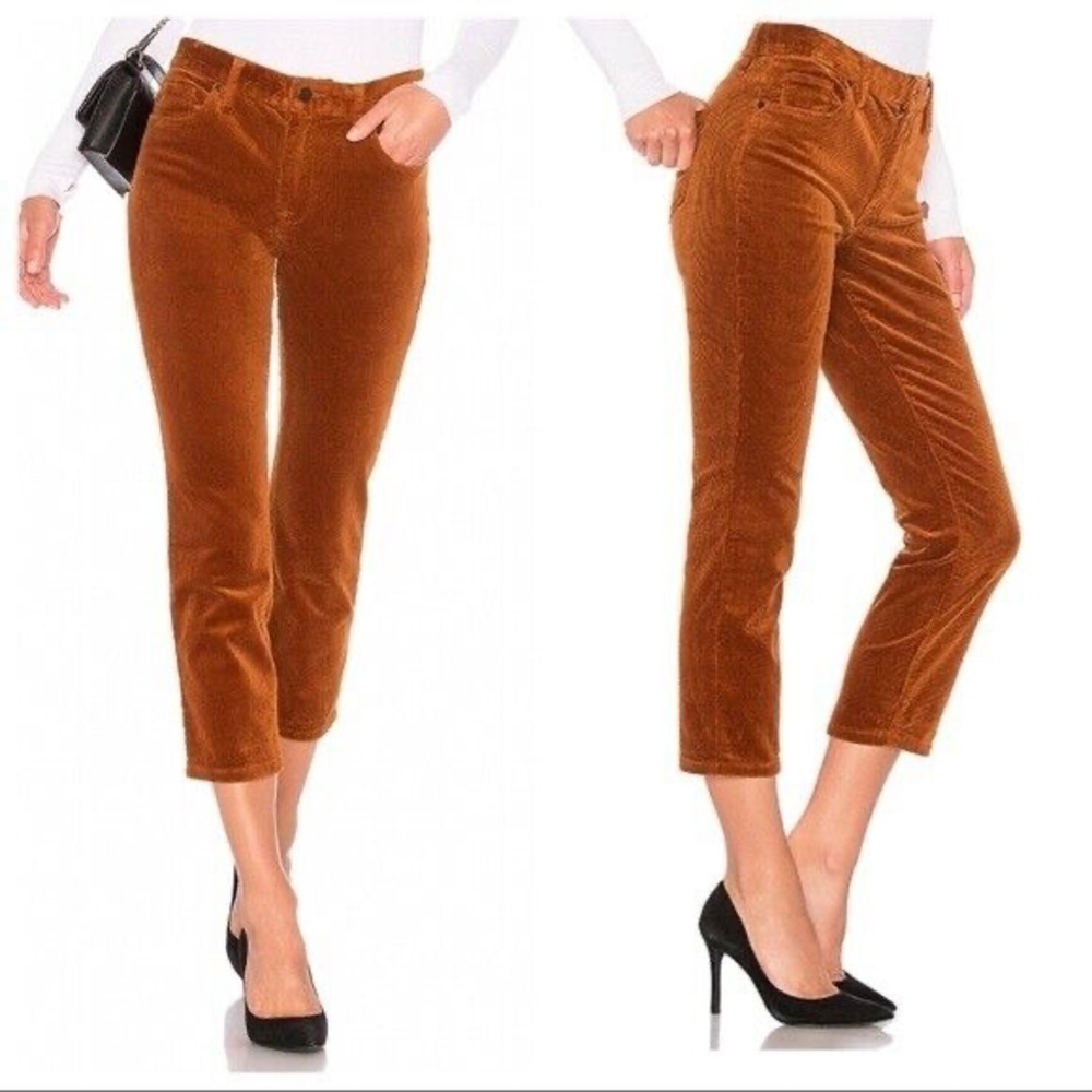 Blank NYC Madison High-Rise Crop Corduroy Pants Jeans in Clockwork Copper Sz 30
